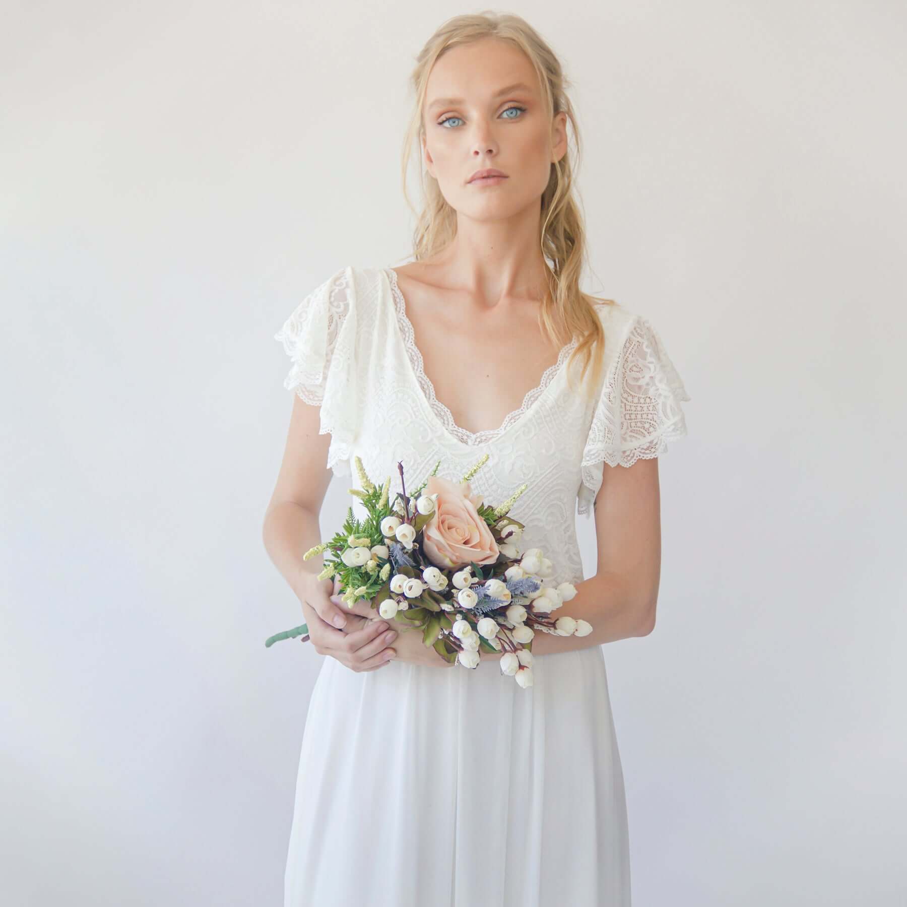 Bohemian Bridal Dress Separates, Bridal top and skirt #1387