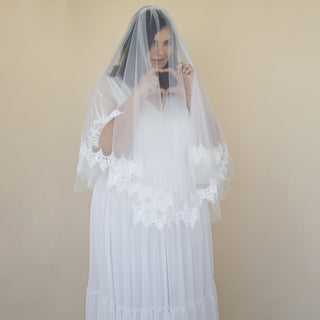 Vintage style soft wedding veil, custom length veil 4062 Custom Order Blushfashion