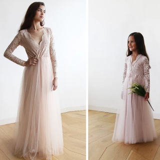 Mini Me Collection Blush  tulle & lace Dress #1125 dress S-M Blushfashion