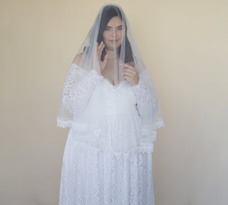Ivory Tulle Veil, vintage style soft wedding veil, custom length veil 4060 Blushfashion