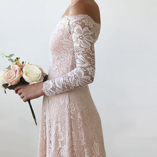 Baby Pink Off-The-Shoulder Dress With Train #1148 bridal Blushfashion LTD
