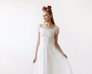Ivory Off-Shoulders Lace Bridal Gown #1142 Maxi Blushfashion LTD