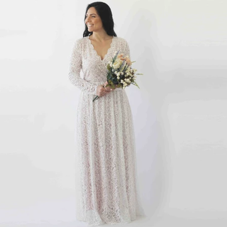Bestseller Ivory Blushed wedding dress with pockets #1268 Maxi Blushfashion