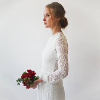 Bestseller Ivory Wedding Dress Open Back #1226 Maxi Blushfashion