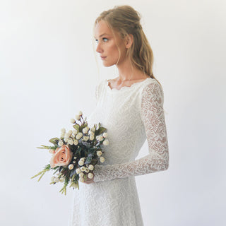 Bestseller Long sleeves boat neckline modest wedding dress #1297 Maxi Blushfashion