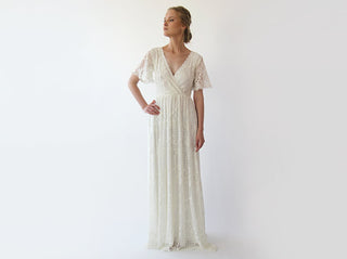 Bestseller Wrap lace bohemian wedding dress #1267 Maxi Blushfashion
