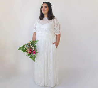 Bridal Lace skirt with pockets , bohemian bridal wear #3037 Maxi Blushfashion