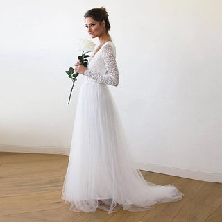 Bestseller Ivory Tulle & Lace Wedding Train Gown #1164 Maxi Custom Order Blushfashion