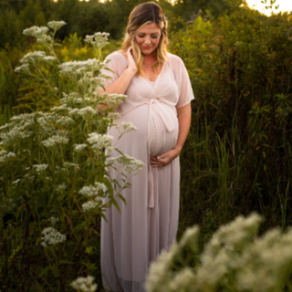 Maternity chiffon mesh dress, Pregnancy Flattering Ivory gown  #1027 Maxi Custom Order Blushfashion