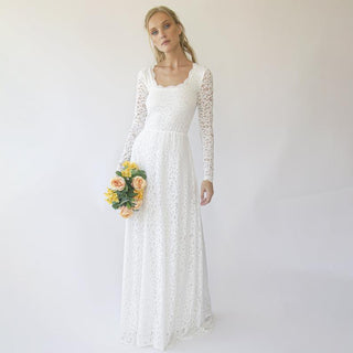 Square Neckline  Wedding Dress  #1282 Maxi Custom Order Blushfashion