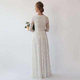 Diamond neck wedding dress with pockets #1243 Maxi Blushfashion
