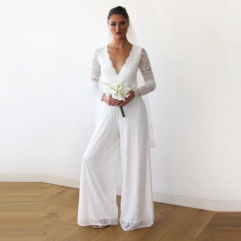 Ivory Wedding Lace Jumpsuit #1169