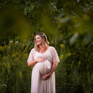 Maternity chiffon mesh dress, Pregnancy Flattering Ivory gown  #1027 Maxi Blushfashion