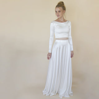 Wedding Dress Separates, Two Piece wedding outfit, Silky Wedding Top & Skirt #1356 Maxi Blushfashion