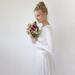 Wedding Dress Separates, Two Piece wedding outfit, Silky Wedding Top & Skirt #1356 Maxi Blushfashion