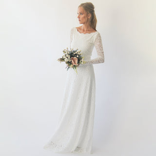 Bestseller Long sleeves boat neckline modest wedding dress #1297 Maxi XXS-XS Blushfashion