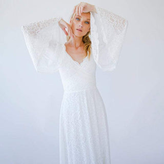 Bestseller Off the shoulder wrap wedding dress with bell sleeves #1279 Maxi XXS-XS Blushfashion