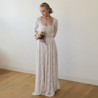 Bestseller Square Neckline Wedding Dress #1259 Maxi XXS-XS Blushfashion