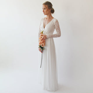 Bestseller Wrap lace wedding dress with chiffon mesh #1256 Maxi XXS-XS Blushfashion