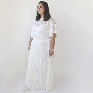Curvy Wedding Dress Separates, Two Piece Bridal Lace Gowns #1332 Maxi XXS-XS Blushfashion