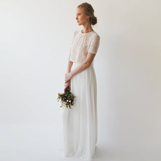 Wedding Dress Separates, Two Piece Bridal Gowns  #1251 Maxi XXS-XS Blushfashion