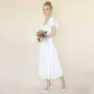 Silky Wedding Midi Skirt, Bridal Satin Tea length wedding Skirt #3039 Midi Blushfashion