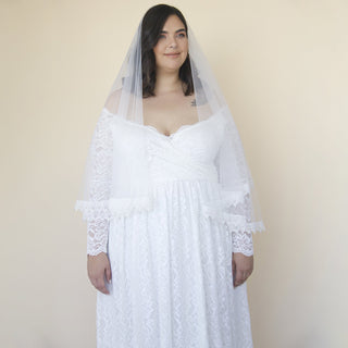 Ivory Tulle Veil, vintage style soft wedding veil, custom length veil 4060 Shoulder length Blushfashion