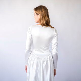 Silky Ivory Square Neckline Basque Dress, Satin Wedding  Dress, Royal wedding dress #1452 Blushfashion