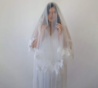 Vintage style soft wedding veil, custom length veil 4062 Blushfashion