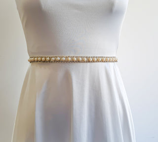 Crystal Rhinestone & Pearly Bridal wedding Belt , Wedding Vintage Style Sash Satin Belt   #4067 Accessories One Size Blushfashion