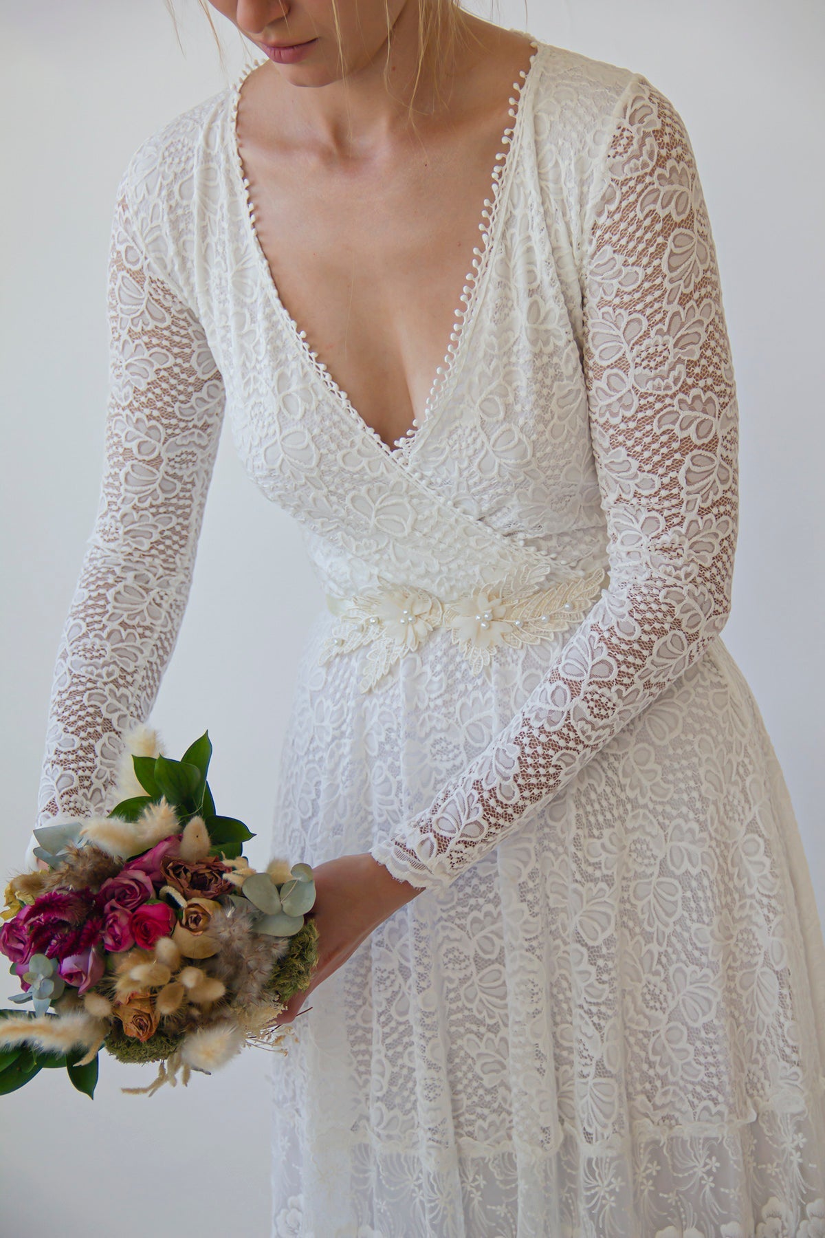 Floral Lace Beaded Sash Belt #4065 Floral Lace Beaded Sash Belt #4065