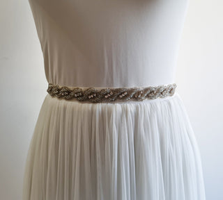 Vintage Style Bridal wedding Belt, Crystal Beaded satin Wedding sash, Embellishment unique pattern Bridal Sash #4066 Accessories One Size Blushfashion