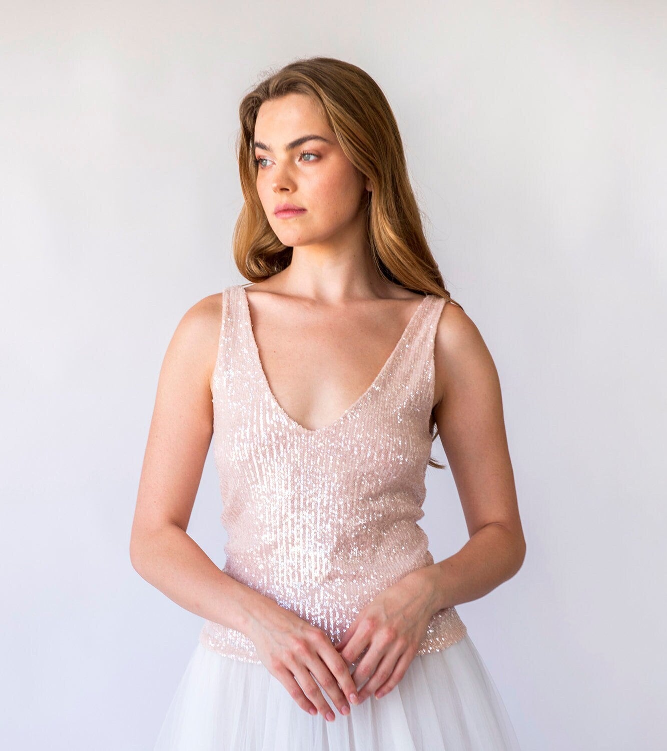 Blush Pink Sequins top #2068 Blush Pink Sequins top #2068