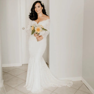 Bestseller Ivory Sweetheart Cleavage Dress with Train #1193 bridal Blushfashion