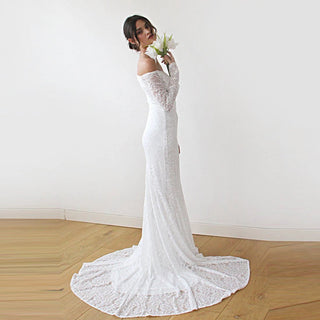 Bestseller Ivory Sweetheart Cleavage Dress with Train #1193 bridal Blushfashion