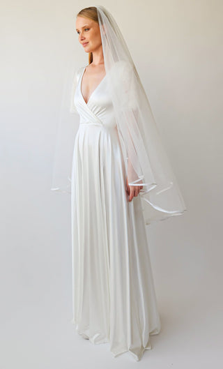 Ivory Tulle Veil, Minimalist style soft wedding veil, with a satin finish 4072 bridal Blushfashion