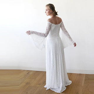 Off-The-Shoulder   Bell Sleeves Dress #1201 bridal Blushfashion
