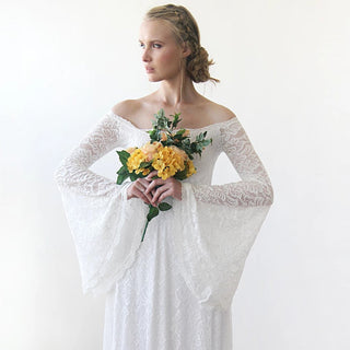 Off-The-Shoulder   Bell Sleeves Dress #1201 bridal XXS-XS Blushfashion