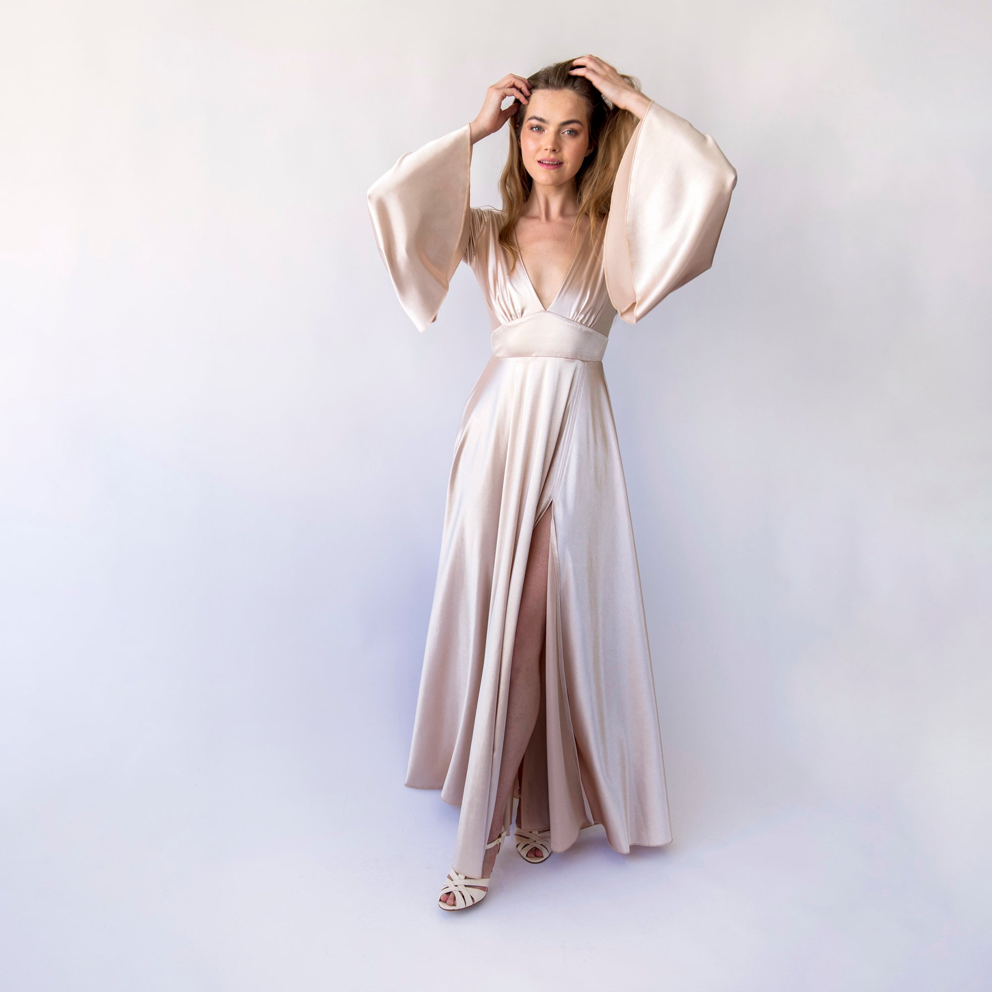 Champagne Silky Satin Dress #1454