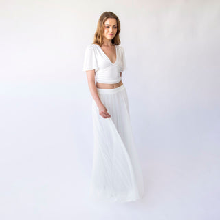 Chic and Flowing Chiffon Maxi Skirt with Slit, Perfect for Bridal and Evening Wear. Bridal skirt with chiffon,  Beach wedding skirt #3046 Blushfashion