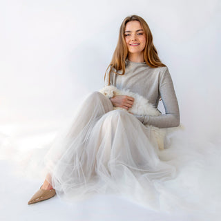Ivory Dreamy Tulle Skirt, Maxi Romantic style Bridal tulle skirt with a vintage look #3042 Custom Order Blushfashion