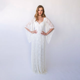 New Collection Angel Sleeves, Sweetheart neckline, Ivory Wedding Dress, Long lace skirt #1426 Custom Order Blushfashion