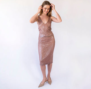New Year's Eve Set, Bronze Sequins Skirt & Top  #1439 Custom Order Blushfashion