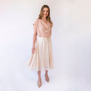 Sequins Circle skirt T-length Glitter Skirt Pastel Color #3043 Custom Order Blushfashion
