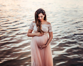 Maternity Blush off-shoulders short sleeves dress #1139 Custom Order (US$468.80) Blushfashion