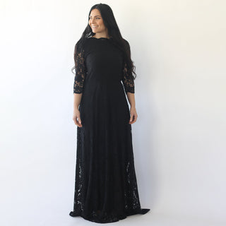 black floral lace back maxi dress Seren Vintage Floral Lace Back Maxi Dress in Black