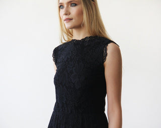 Black Lace Sleeveless Open Back Maxi Dress  #1141 dress Blushfashion