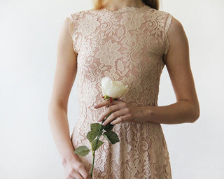 Open back lace maxi dress sleeveless pink blush  #1141 dress Blushfashion