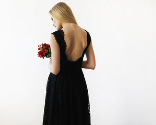 Open back lace midi sleeveless black dress #1143 dress Blushfashion