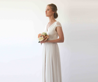 Wrap Cape sleeves lace wedding dress #1234 dress Blushfashion
